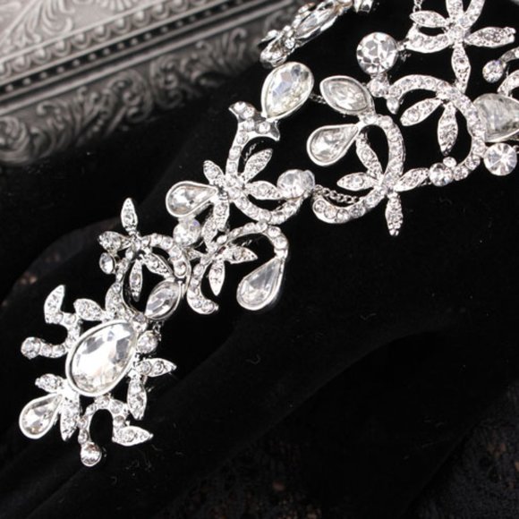 Embellished Swarovski Crystal Bracelet Cuff Ring - Picture 7 of 8